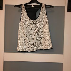 White transparent sequin top
